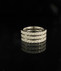 18ct White gold triple row diamond set wedding ring